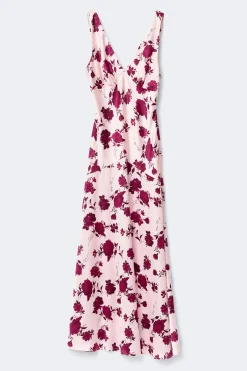 Sleeveless satin maxi dress - Rosa - Dame - Gina Tricot