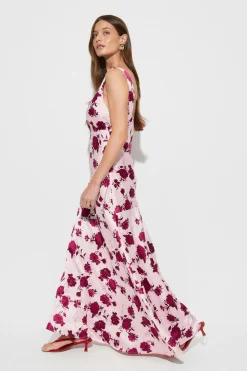 Sleeveless satin maxi dress - Rosa - Dame - Gina Tricot