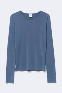 Slim fit long sleeve top - Blau - Dame - Gina Tricot