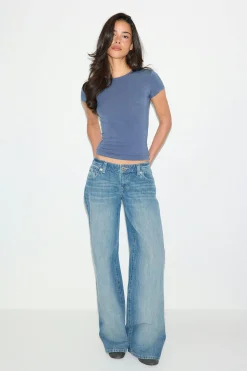Slim fit top - Blau - Dame - Gina Tricot