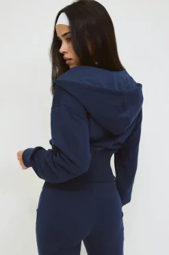 Slim fit zip hoodie - Blau - Dame - Gina Tricot