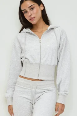 Slim fit zip hoodie - Grau - Dame - Gina Tricot