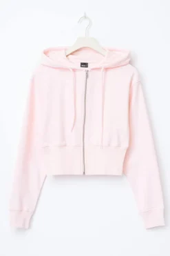 Slim fit zip hoodie - Rosa - Dame - Gina Tricot