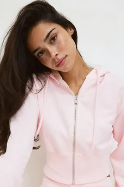 Slim fit zip hoodie - Rosa - Dame - Gina Tricot