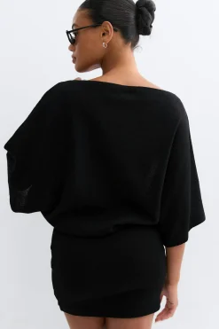 Slouchy boatneck dress - Schwarz - Dame - Gina Tricot