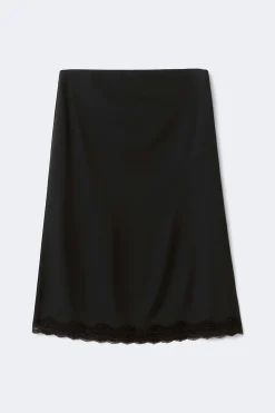 90s midi lace detail skirt - Schwarz - Dame - Gina Tricot