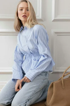 Smock blouse - Blau - Dame - Gina Tricot