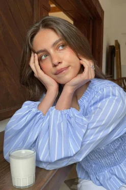 Smock blouse - Blau - Dame - Gina Tricot