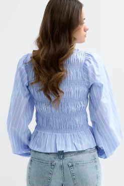 Smock blouse - Blau - Dame - Gina Tricot