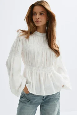 Smock blouse - Weiß - Dame - Gina Tricot