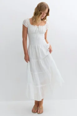 Smock dress - Weiß - Dame - Gina Tricot