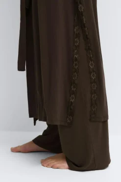 Soft lace loungewear robe - Braun - Dame - Gina Tricot