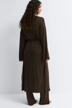 Soft lace loungewear robe - Braun - Dame - Gina Tricot