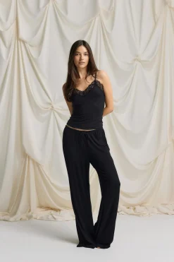 Soft lace loungewear singlet - Schwarz - Dame - Gina Tricot
