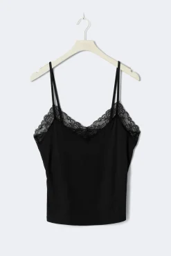 Soft lace loungewear singlet - Schwarz - Dame - Gina Tricot