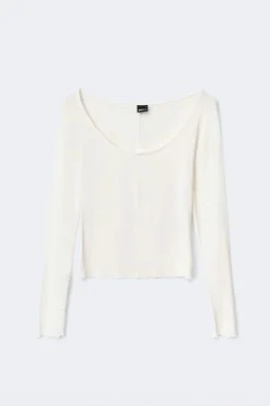 Soft layering yoga top - Weiß - Dame - Gina Tricot