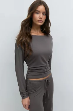 Soft slouchy loungewear top - Grau - Dame - Gina Tricot