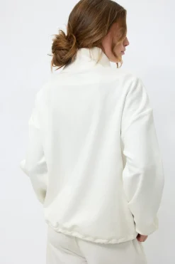 Soft sport zip sweater - Weiß - Dame - Gina Tricot