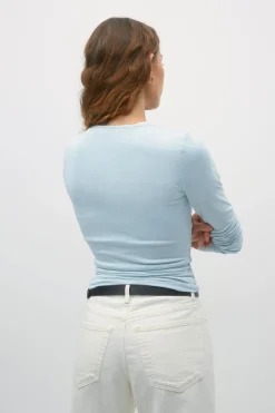 Soft touch crew neck top - Blau - Dame - Gina Tricot