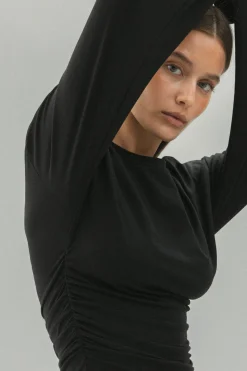 Soft touch wide sleeve top - Schwarz - Dame - Gina Tricot