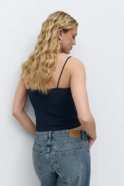 spaghetti strap singlet - Blau - Dame - Gina Tricot