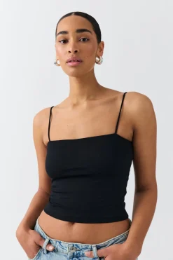 spaghetti strap singlet - Schwarz - Dame - Gina Tricot