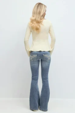Sparkle low flare jeans - Blau - Gina Tricot