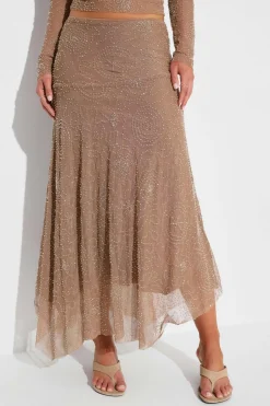 Sparkle midi skirt - Braun - Dame - Gina Tricot