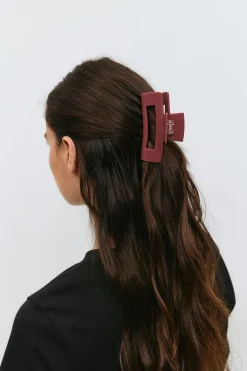 Square hair clip - Rot - Dame - Gina Tricot