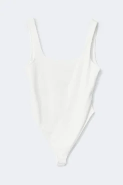 Square neck body - Weiß - Dame - Gina Tricot
