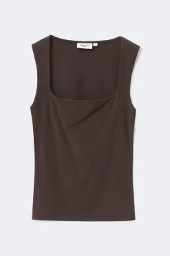 Square neck tank top - Braun - Dame - Gina Tricot
