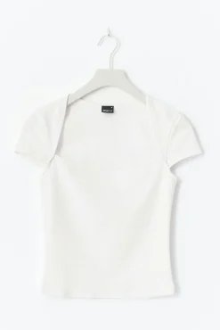 Square neck top - Weiß - Dame - Gina Tricot