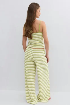 Striped soft trousers - Grün - Dame - Gina Tricot