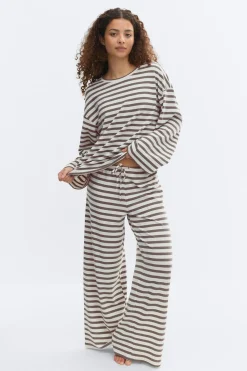 Striped soft trousers - Weiß - Dame - Gina Tricot