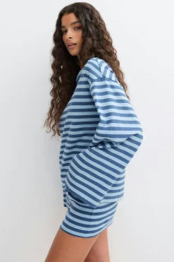 Stripe long sleeve tee - Blau - Dame - Gina Tricot