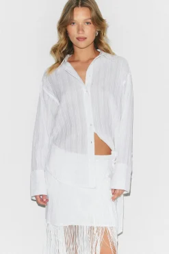Structure shirt - Weiß - Dame - Gina Tricot