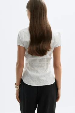 Structure shirt - Weiß - Dame - Gina Tricot
