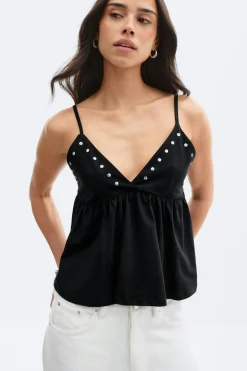 Studs singlet - Schwarz - Dame - Gina Tricot