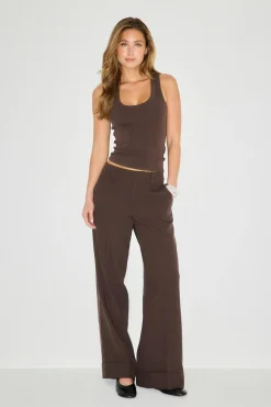 Super stretch scoop neck tank - Braun - Dame - Gina Tricot