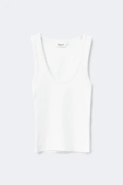Super stretch scoop neck tank - Weiß - Dame - Gina Tricot