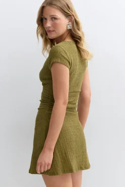 Textured mini dress - Grün - Dame - Gina Tricot