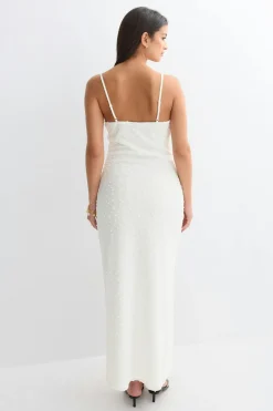 Textured slip dress - Weiß - Dame - Gina Tricot