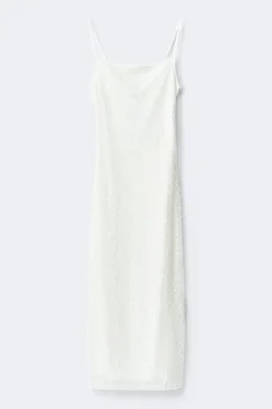 Textured slip dress - Weiß - Dame - Gina Tricot