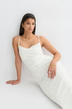 Textured slip dress - Weiß - Dame - Gina Tricot
