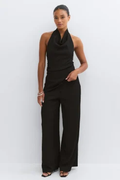 Textured wide trousers - Schwarz - Dame - Gina Tricot