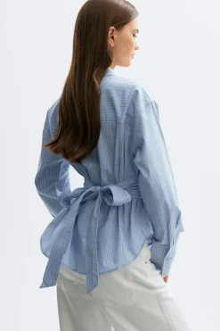 Tie blouse - Blau - Dame - Gina Tricot