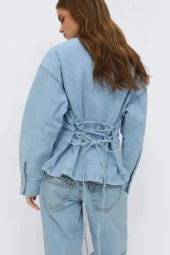Tie denim shirt - Blau - Dame - Gina Tricot