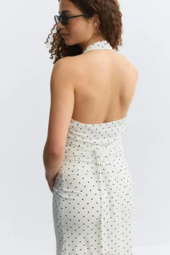 Tie detail halterneck top - Weiß - Dame - Gina Tricot