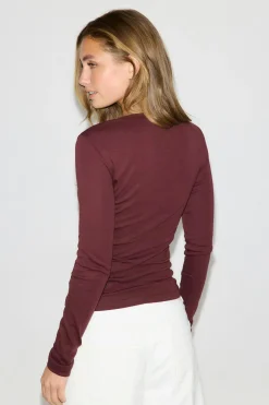 Tight fit long sleeve top - Braun - Dame - Gina Tricot