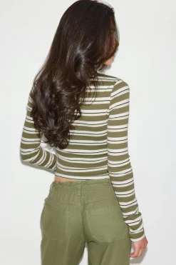 Tight fit long sleeve top - Grün - Dame - Gina Tricot